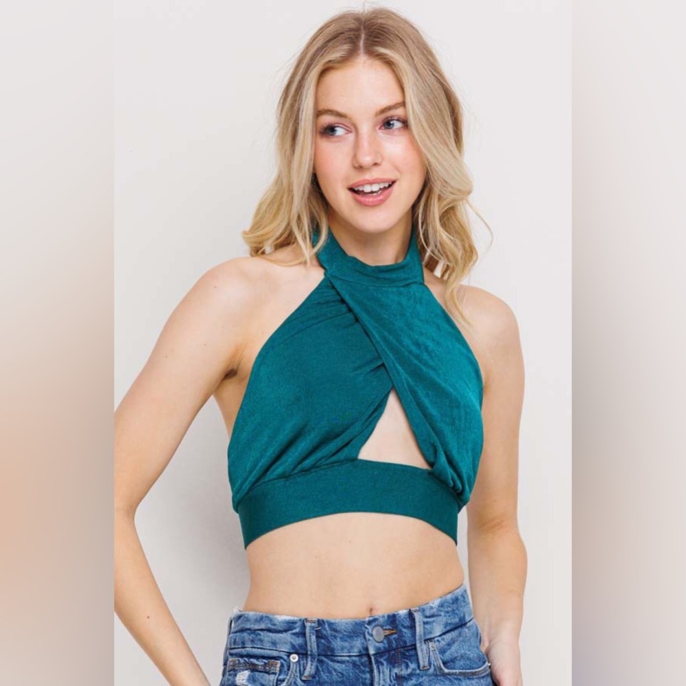 Slinky Tie Back Halter Crop Top